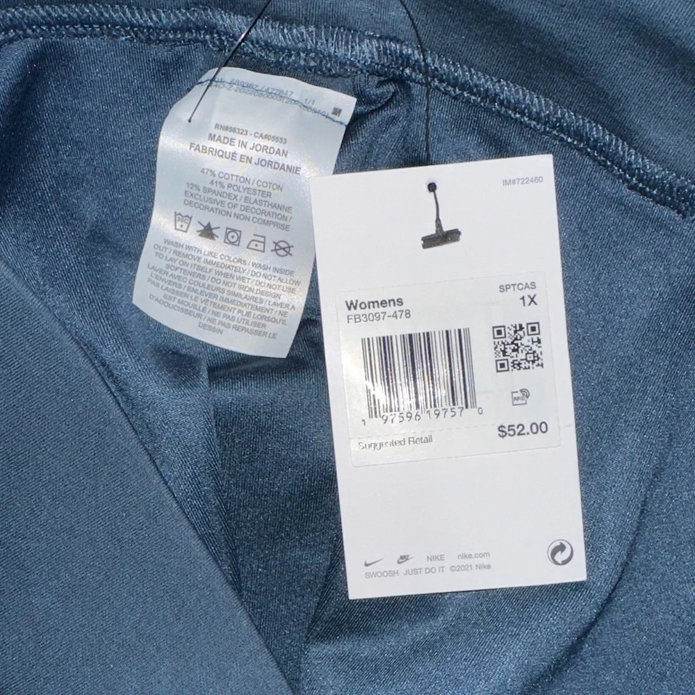 Nike Dark Teal Leggings with White Logo Accent - Picture 5 of 5